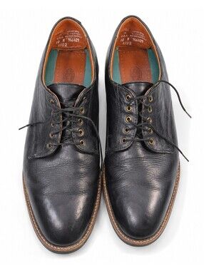 VTG HS Trask Men's Black Bison Leather Gallatin Shoes 10 Medium Black Lace-up